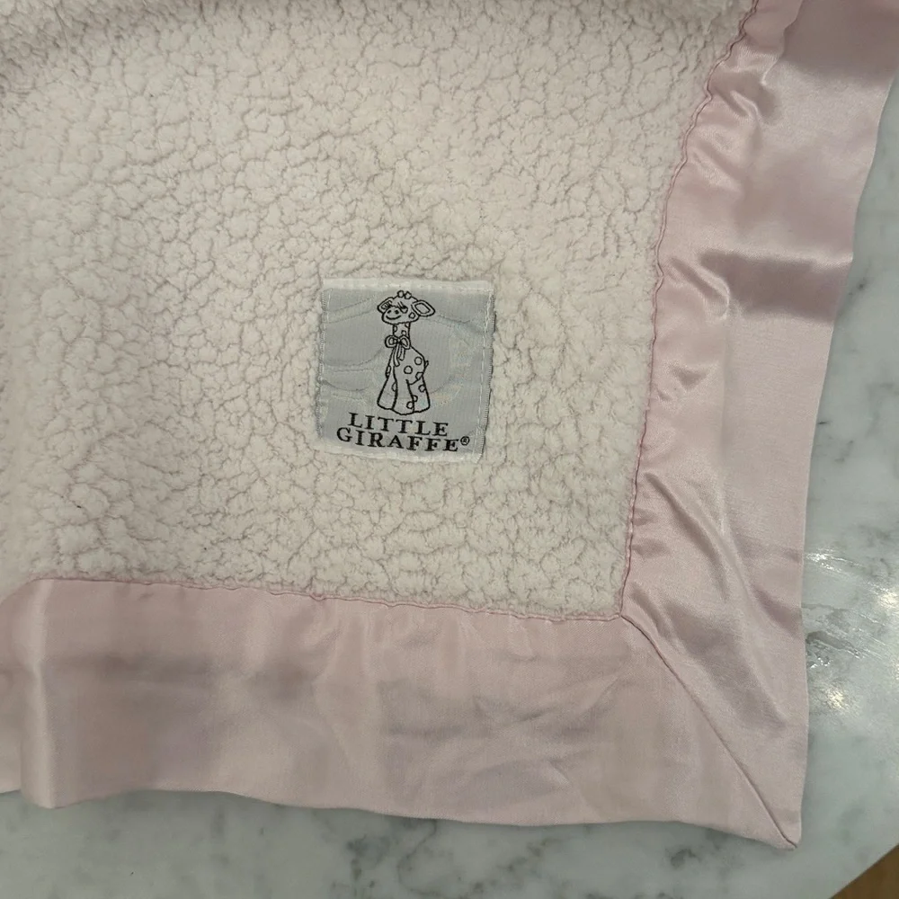Little Giraffe Pink Plush Baby Blanket Satin Trim Personalized Sadie